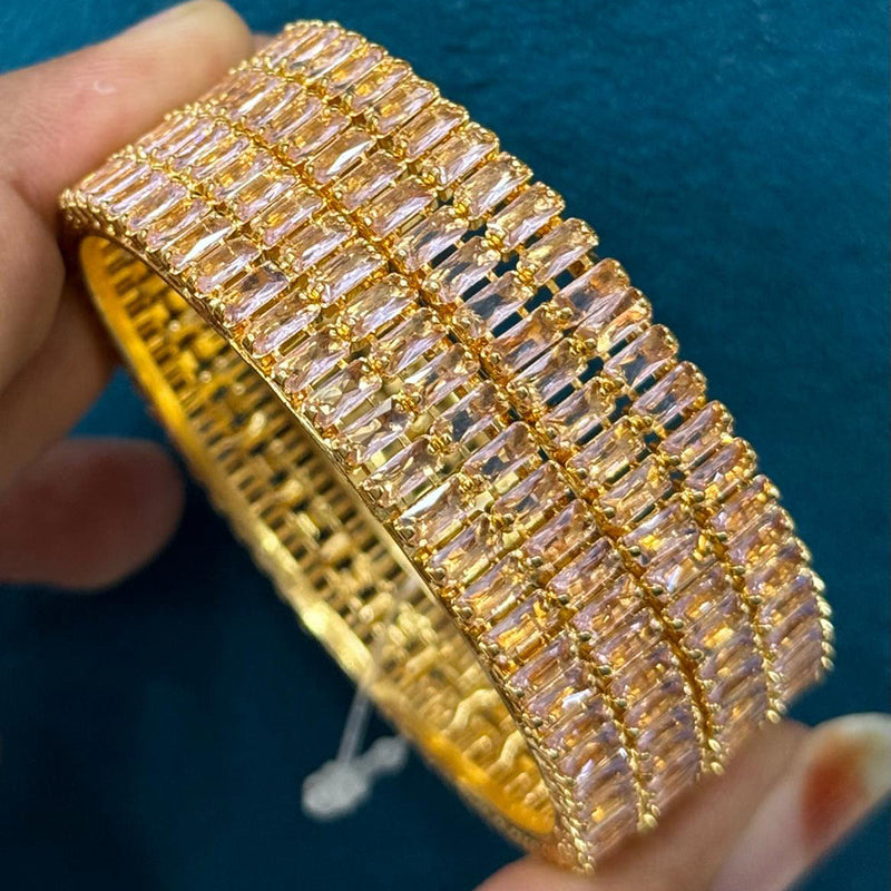 Sona Creation Gold Plated Crystal Stone Bangles Set