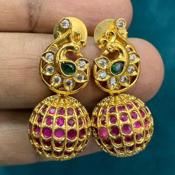 Sona Creation Gold Plated Pota Stone Dangler Earrings