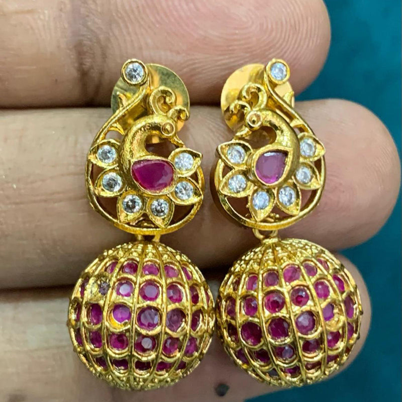 Sona Creation Gold Plated Pota Stone Dangler Earrings