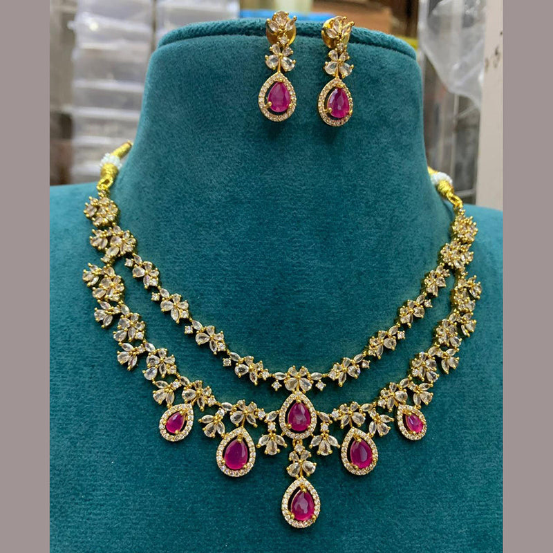 Sona Creation Gold Plated AD Necklace Set