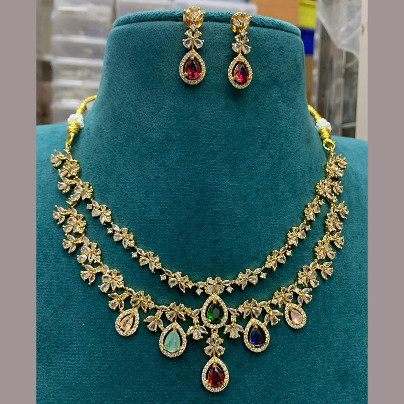 Sona Creation Gold Plated AD Necklace Set