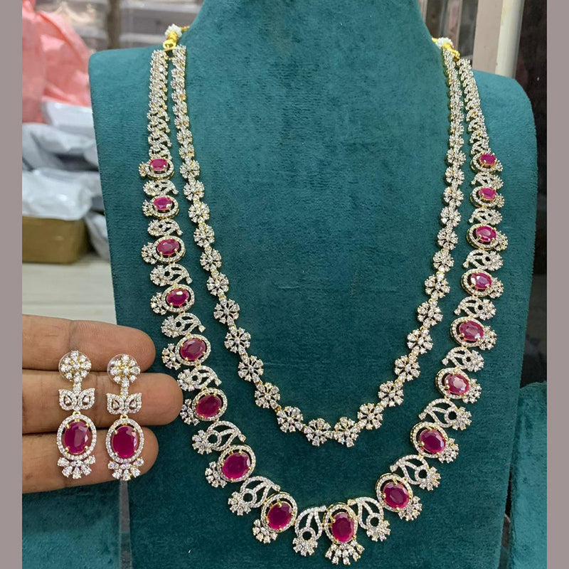 Sona Creation Gold Plated AD Long Necklace Set