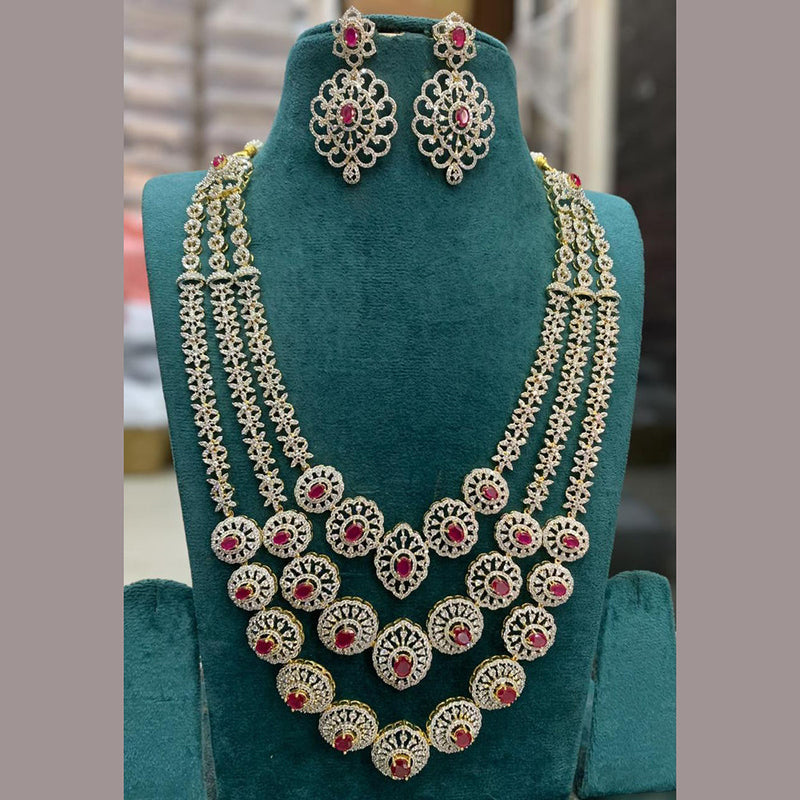 Sona Creation Gold Plated AD Multi Layer Necklace Set