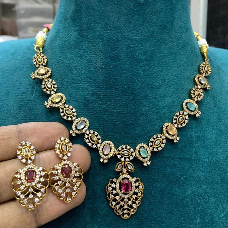 Sona Creation Gold Plated AD Necklace Set