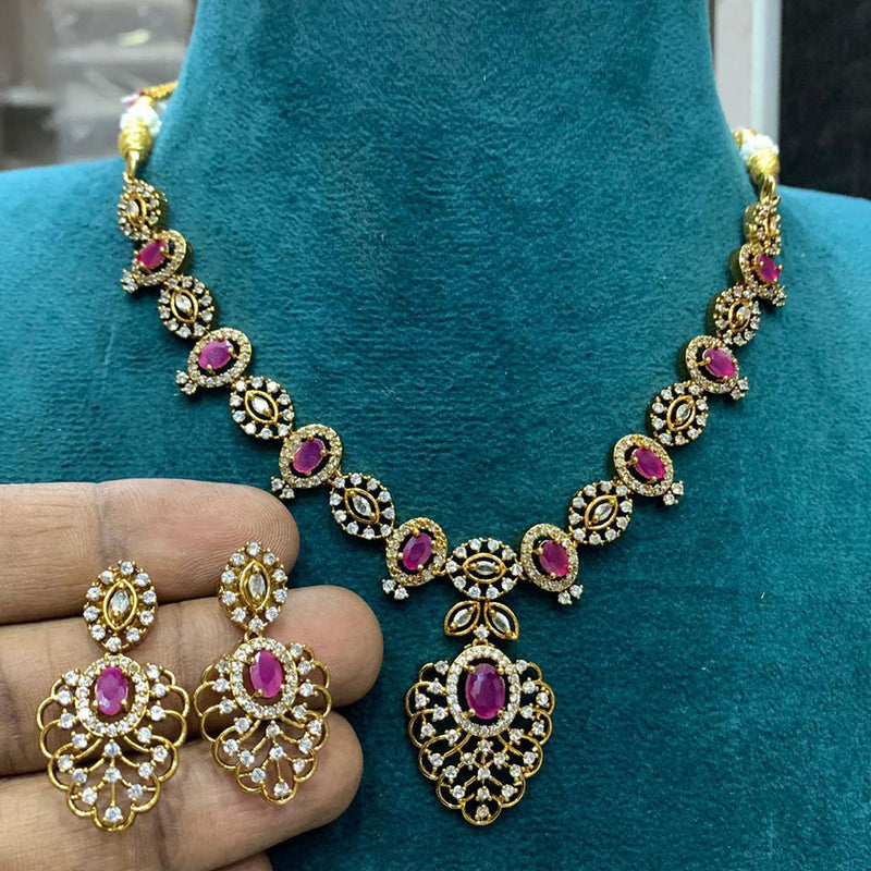 Sona Creation Gold Plated AD Necklace Set