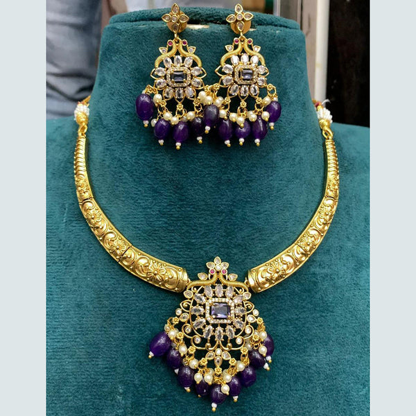 Sona Creation Gold Plated AD Necklace Set