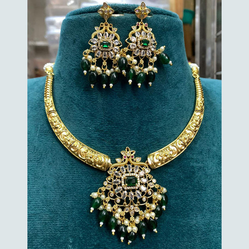 Sona Creation Gold Plated AD Necklace Set