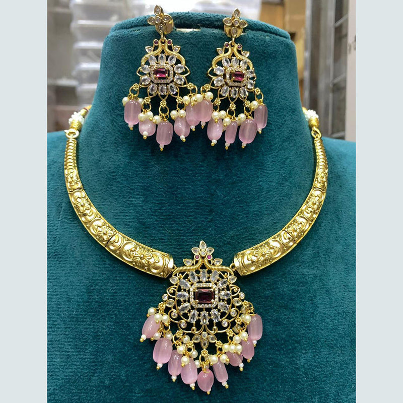 Sona Creation Gold Plated AD Necklace Set