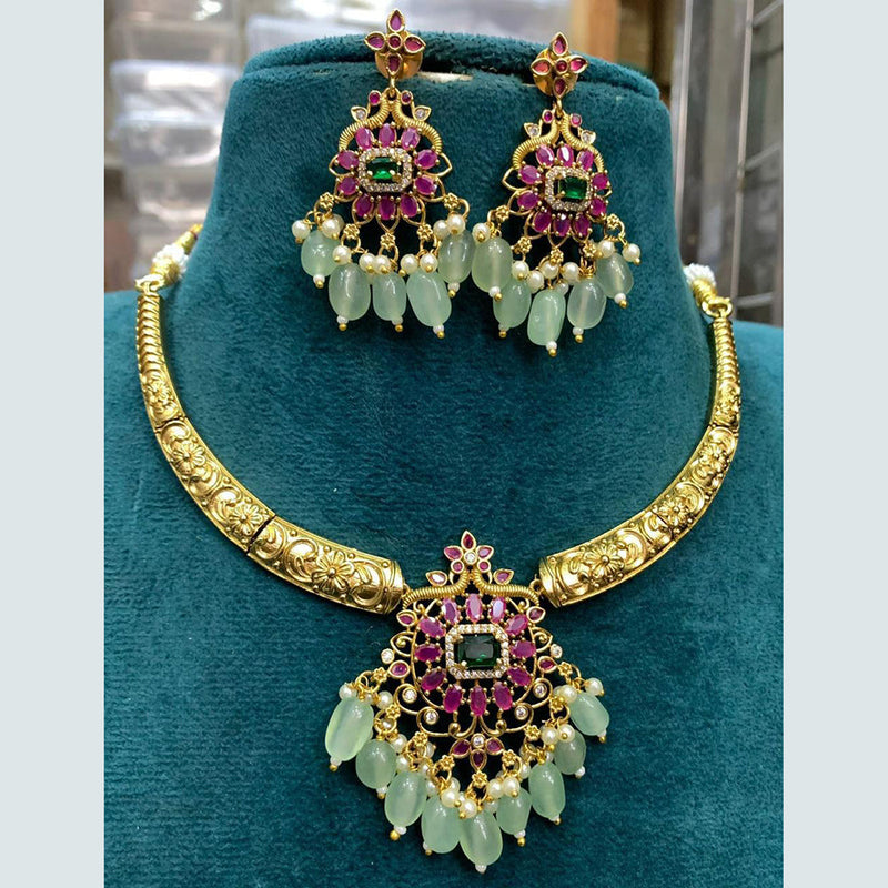 Sona Creation Gold Plated AD Necklace Set