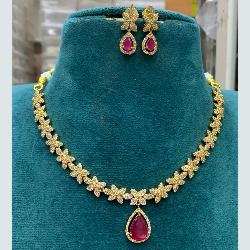 Sona Creation Gold Plated AD Necklace Set