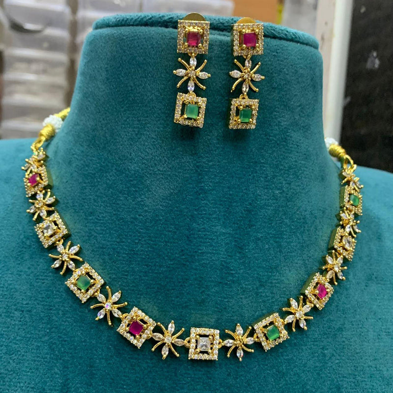 Sona Creation Gold Plated AD Necklace Set