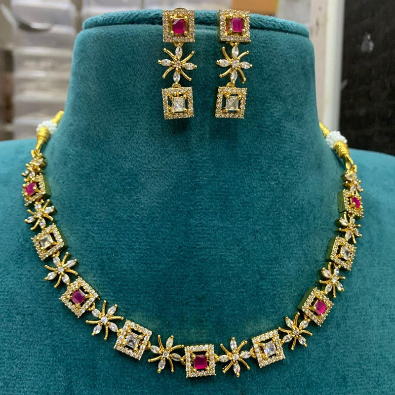 Sona Creation Gold Plated AD Necklace Set