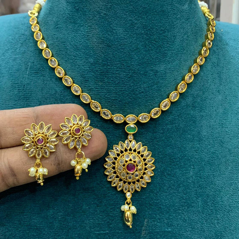 Sona Creation Gold Plated Crystal Stone Necklace Set