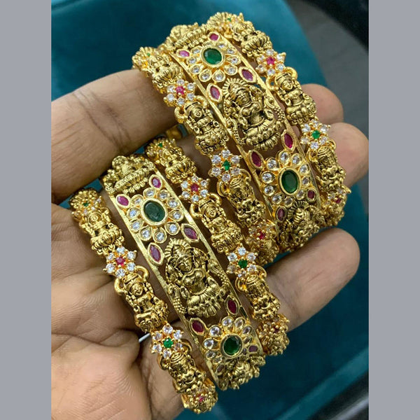 Sona Creation Gold Plated Temple Bangle Set