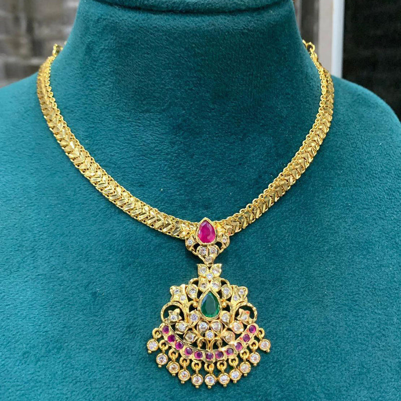 Sona Creation Gold Plated Pota Stone Necklace Set