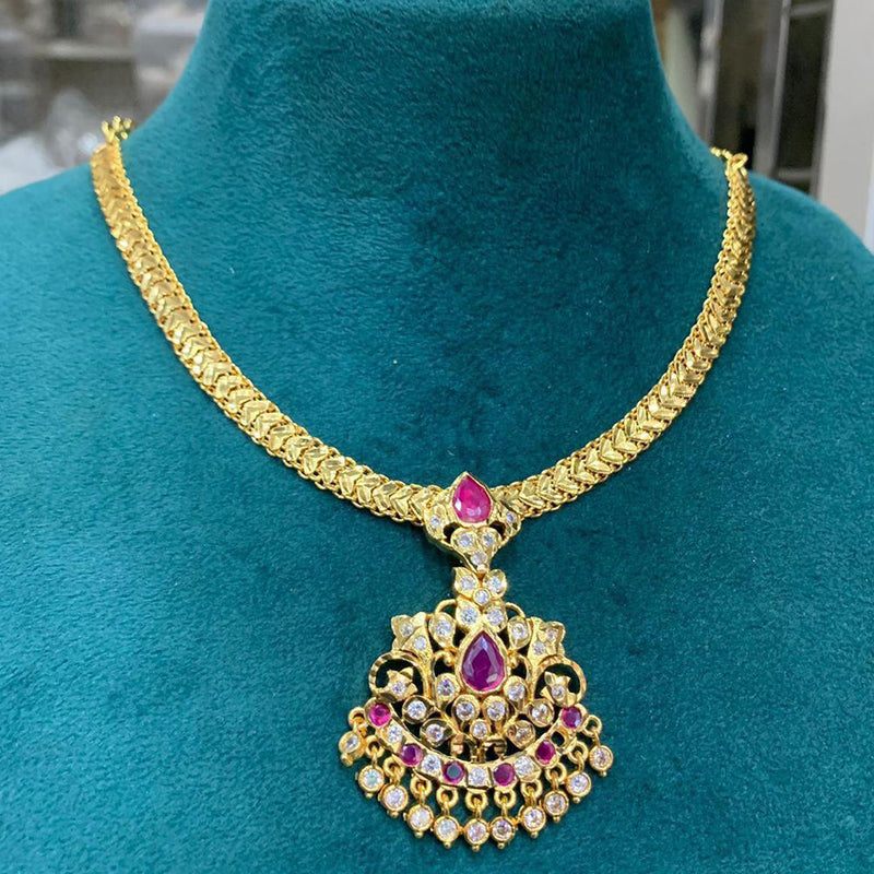 Sona Creation Gold Plated Pota Stone Necklace Set