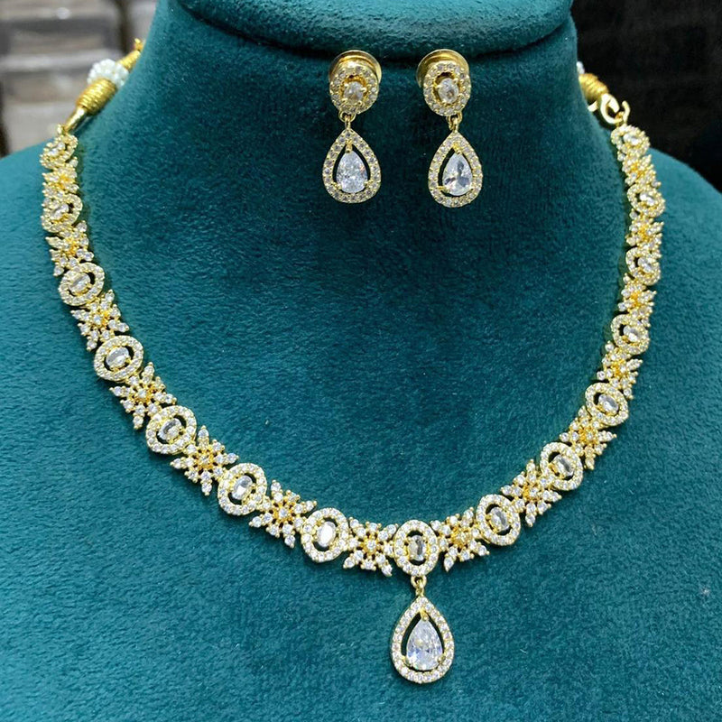 Sona Creation Gold Plated AD Necklace Set