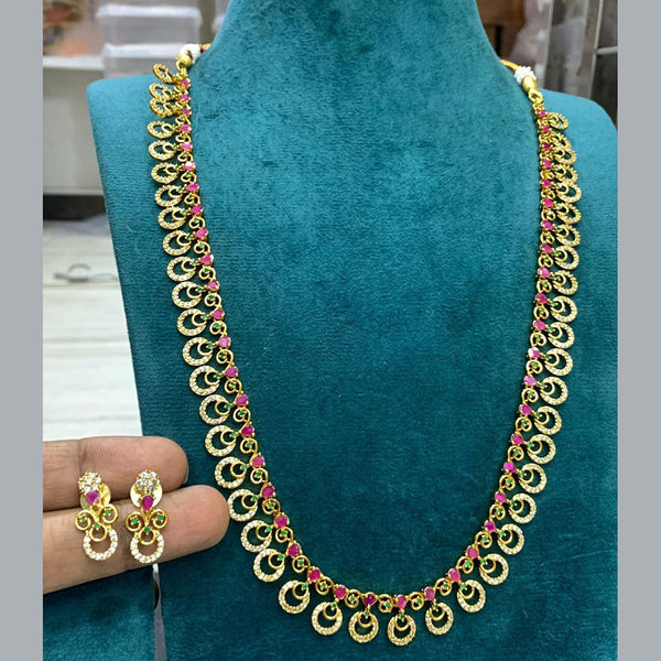 Sona Creation Gold Plated Austrian Stone Long Necklace Set