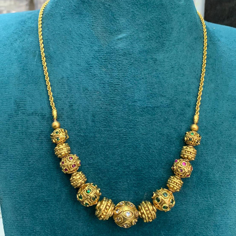 Sona Creation Gold Plated Pota Stone Long Necklace