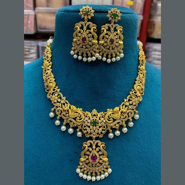 Sona Creation Gold Plated AD Necklace Set