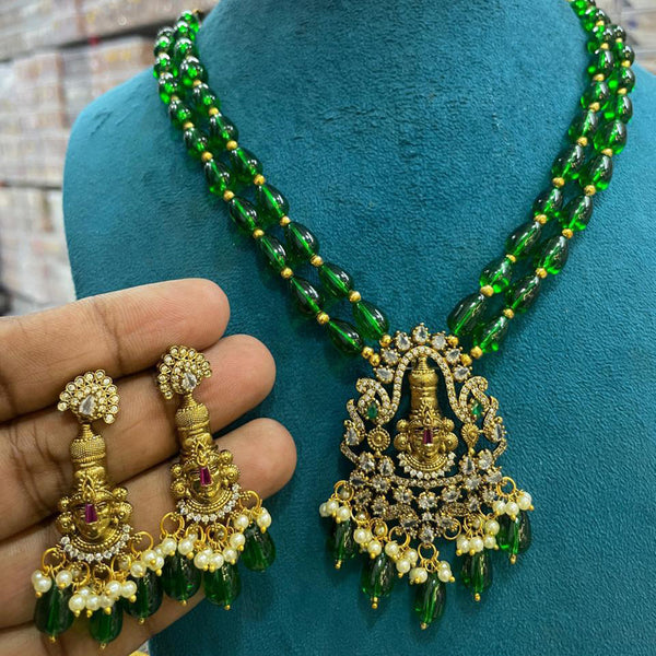 Sona Creation Gold Plated AD And Temple Necklace Set