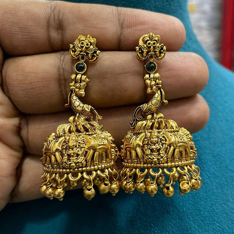 Sona Creation Gold Plated Pota Stone Jhumki Earrings