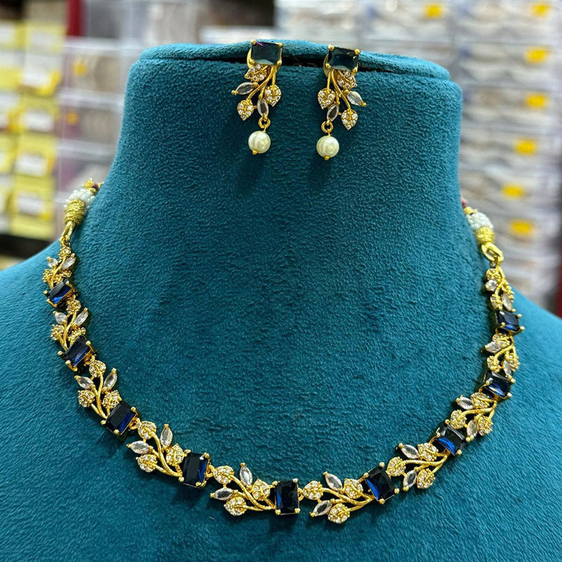 Sona Creation Gold Plated Crystal Stone Necklace Set