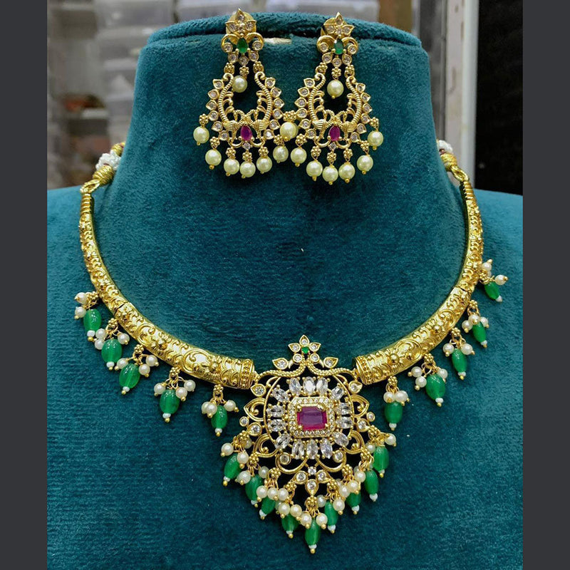 Sona Creation Gold Plated AD Necklace Set