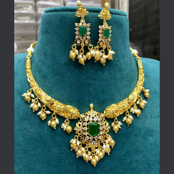 Sona Creation Gold Plated AD Necklace Set