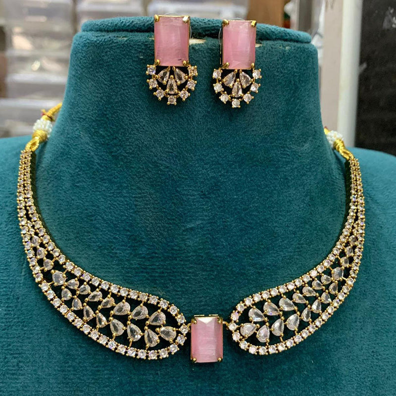 Sona Creation Gold Plated AD Necklace Set