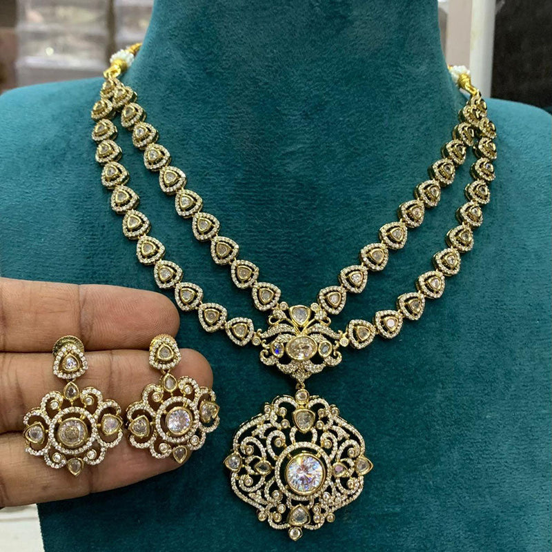 Sona Creation Gold Plated Polki Kundan Stone Necklace Set