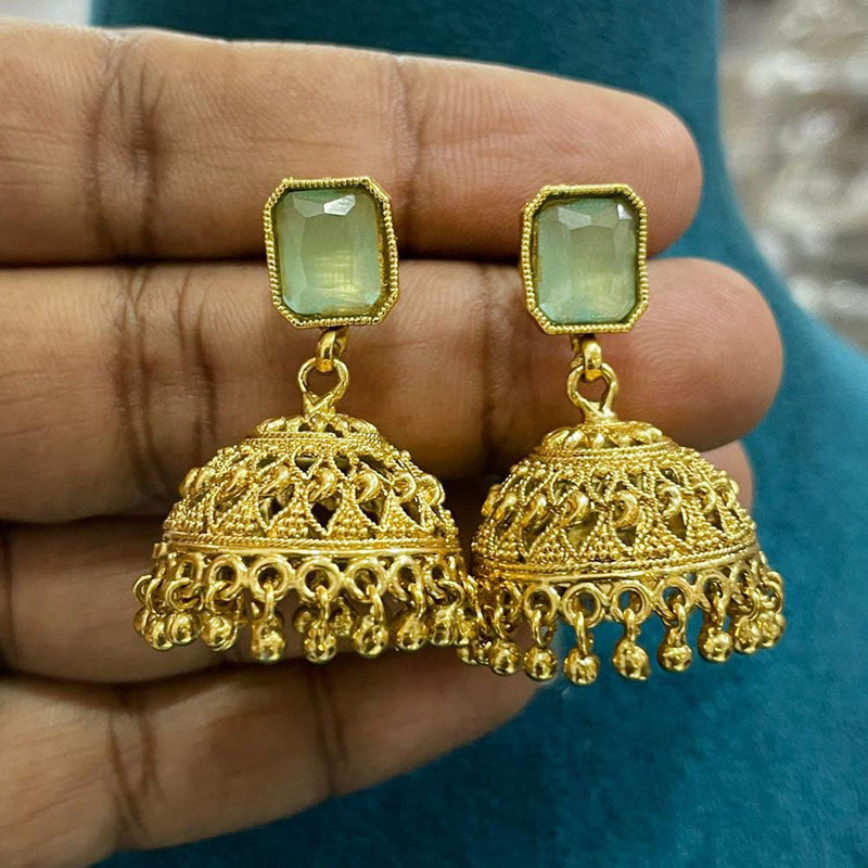 Sona Creation Gold Plated Crystal Stone Jhumki Earrings