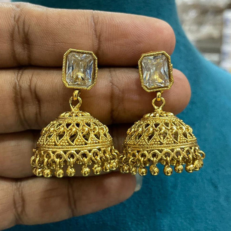 Sona Creation Gold Plated Crystal Stone Jhumki Earrings