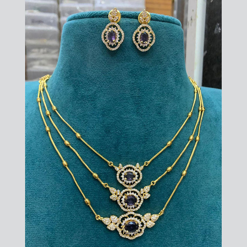 Sona Creation Gold Plated AD Necklace Set