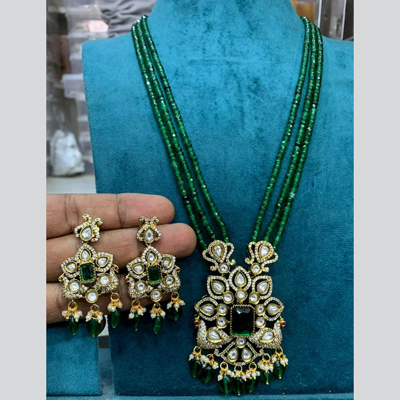 Sona Creation Gold Plated AD And Beads Long Necklace Set