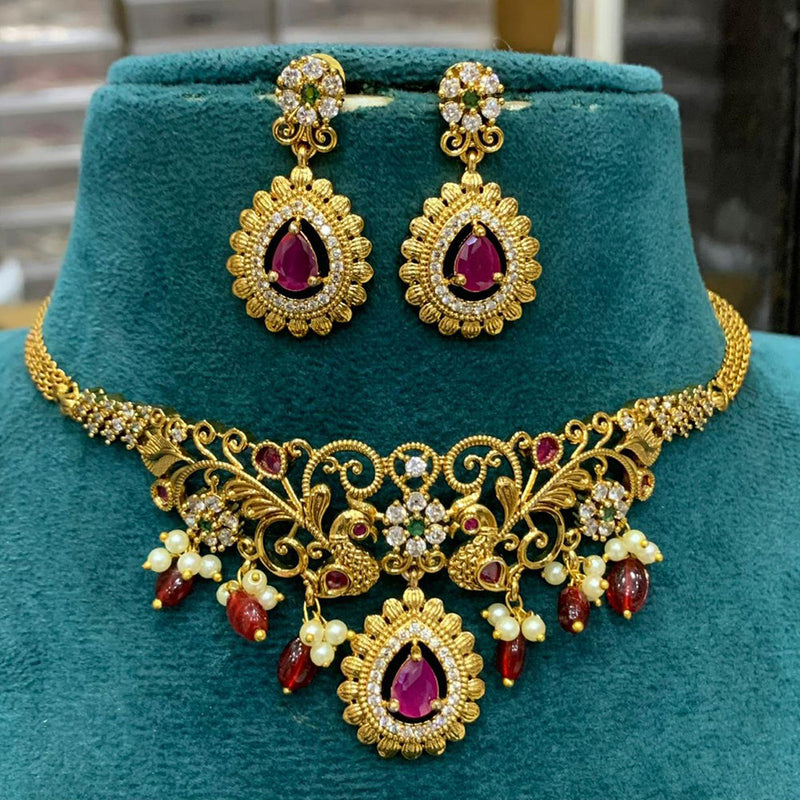 Sona Creation Gold Plated AD Choker Necklace Set