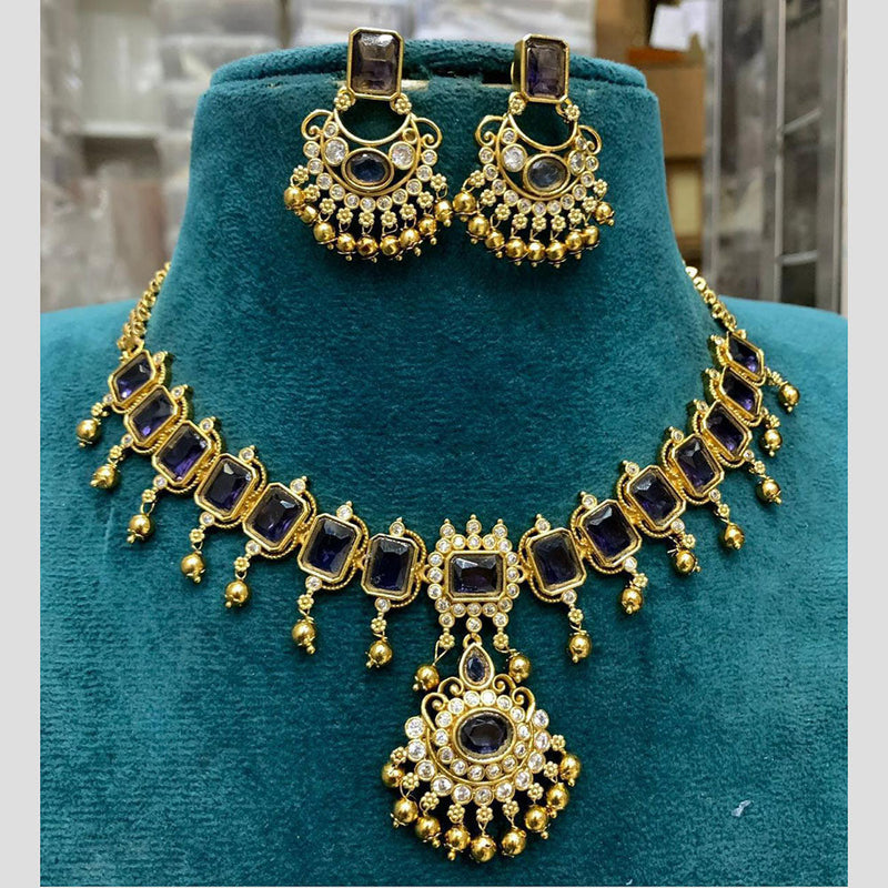 Sona Creation Gold Plated Crystal Stone Choker Necklace Set