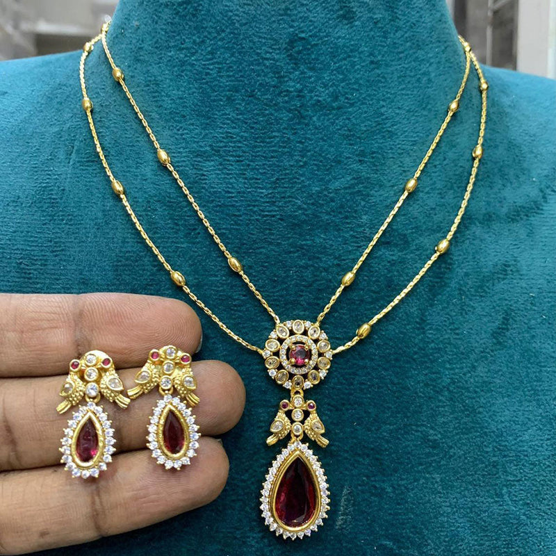 Sona Creation Gold Plated AD Necklace Set