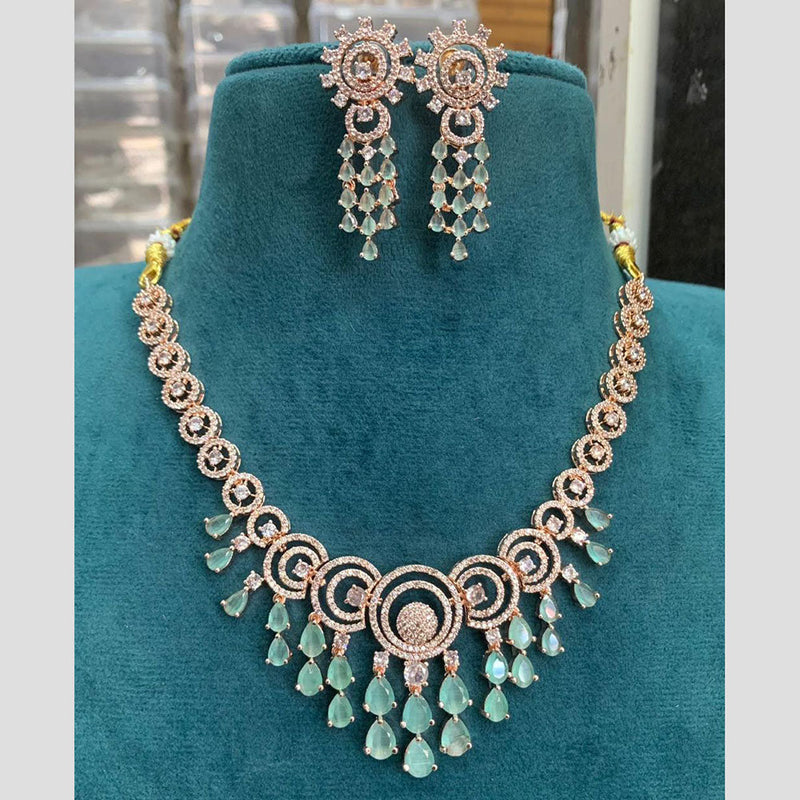 Sona Creation Rose Gold Plated AD Necklace Set