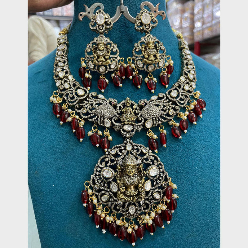 Sona Creation 2 Tone AD Temple Long Necklace Set