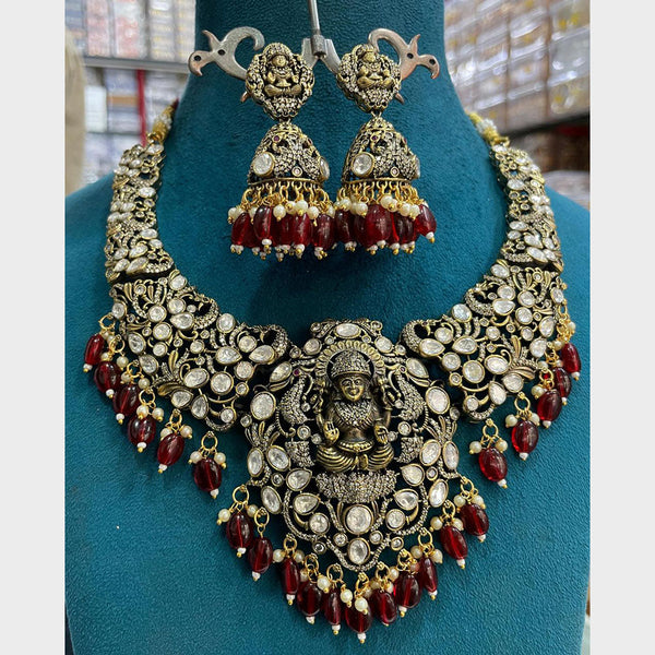 Sona Creation 2 Tone AD Temple Necklace Set