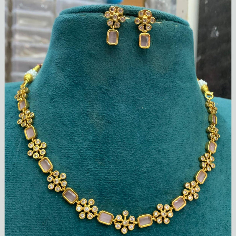 Sona Creation Gold Plated Crystal Stone Necklace Set