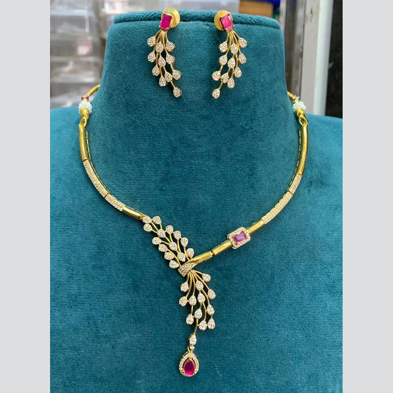 Sona Creation Gold Plated AD Necklace Set