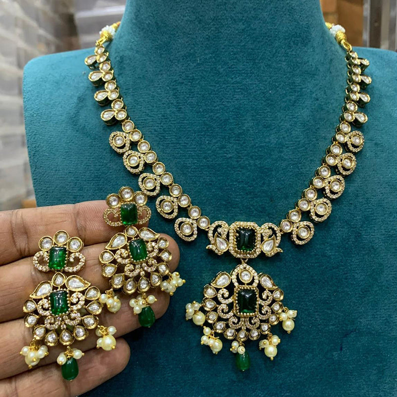 Sona Creation Gold Plated Polki Kundan Stone Necklace Set