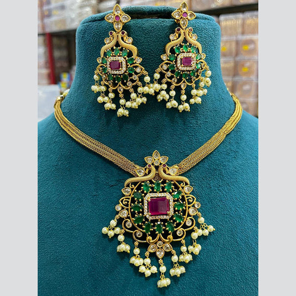 Sona Creation Gold Plated AD Choker Necklace Set