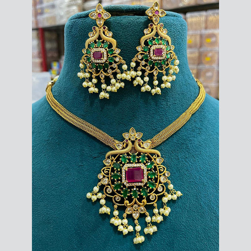 Sona Creation Gold Plated AD Choker Necklace Set