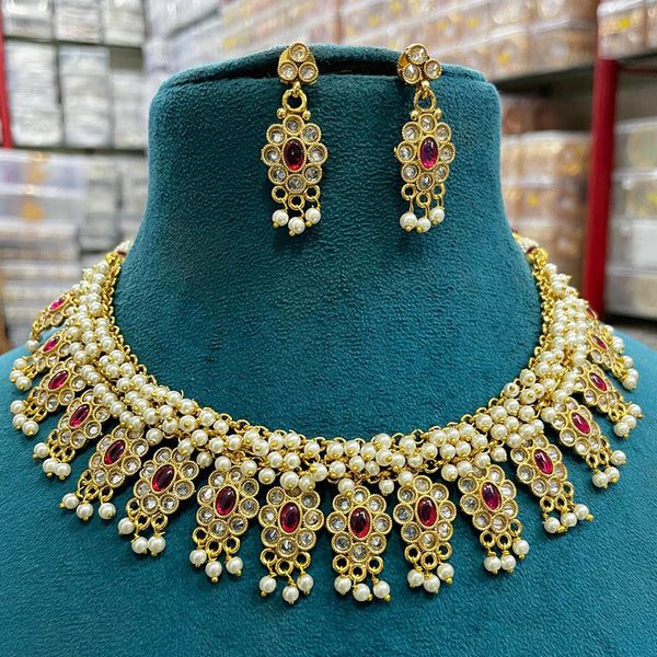 Sona Creation Gold Plated Polki Kundan Stone Choker Necklace Set