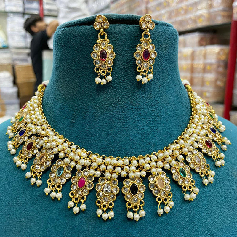 Sona Creation Gold Plated Polki Kundan Stone Choker Necklace Set