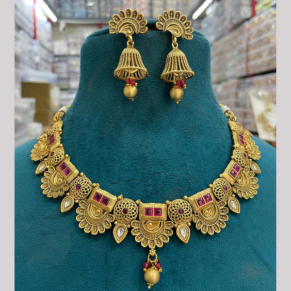 Sona Creation Gold Plated Polki Kundan Stone Choker Necklace Set