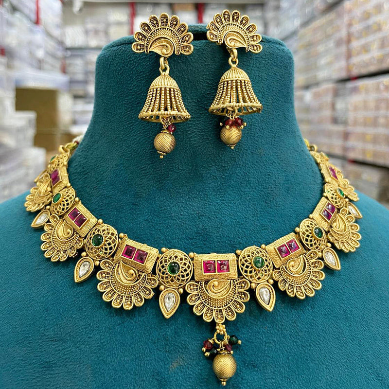 Sona Creation Gold Plated Polki Kundan Stone Choker Necklace Set